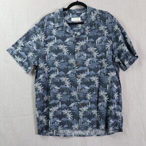 Line Of Trade Short Sleeve Shirt Men’s L Moonlight Surf Blue Linen Rayon Blend
